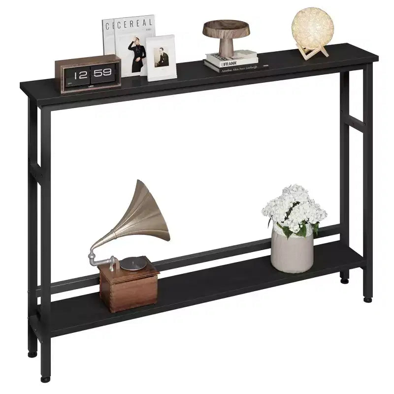 5.9 Narrow Console Table with Adjustable Shelf - 2-Tier Industrial Slim Sofa Table for Hallway, Entryway & Living Room