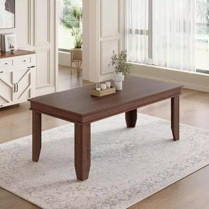 Table de salle à manger de ferme pour 6-8 personnes, tables de cuisine de 180 cm de long avec cadre en bois robuste, grande table à manger rectangulaire de 180 cm pour salle à manger