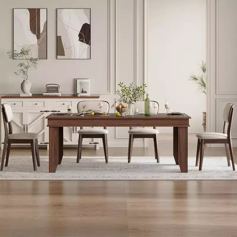 Table de salle à manger de ferme pour 6-8 personnes, tables de cuisine de 180 cm de long avec cadre en bois robuste, grande table à manger rectangulaire de 180 cm pour salle à manger