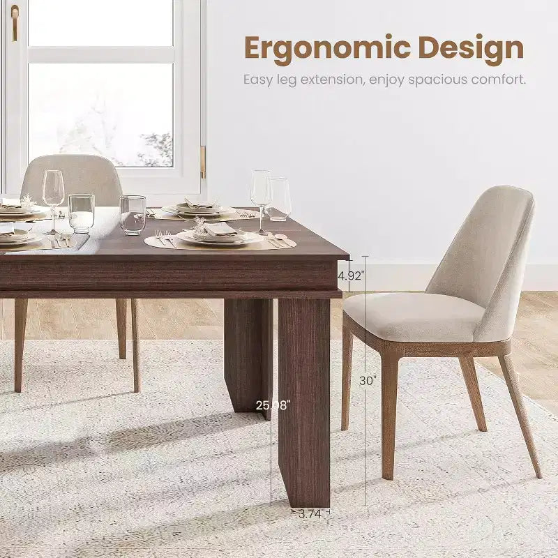 Table de salle à manger de ferme pour 6-8 personnes, tables de cuisine de 180 cm de long avec cadre en bois robuste, grande table à manger rectangulaire de 180 cm pour salle à manger