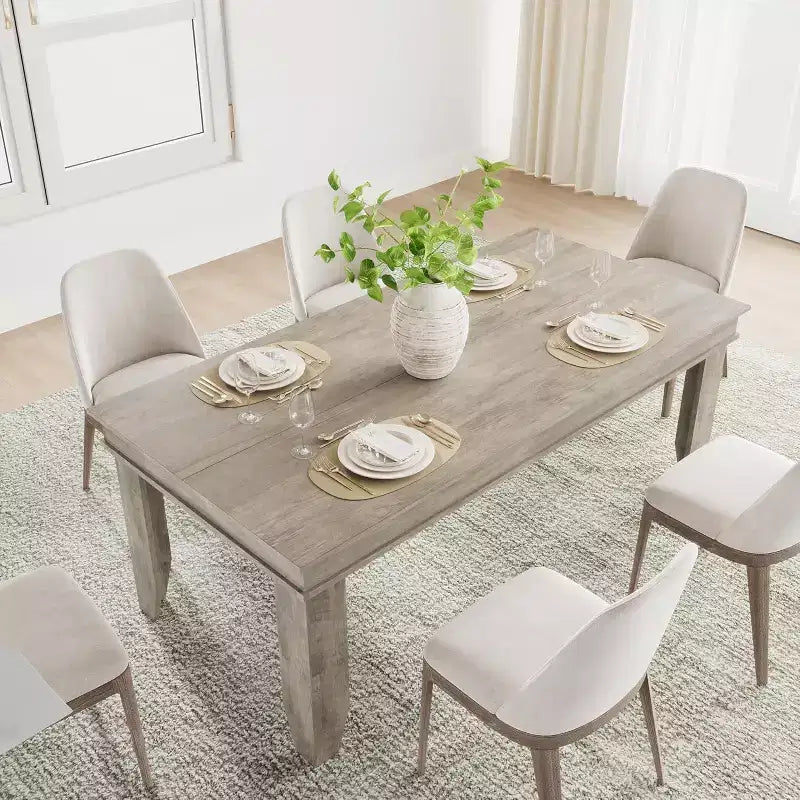 Table de salle à manger de ferme pour 6-8 personnes, tables de cuisine de 180 cm de long avec cadre en bois robuste, grande table à manger rectangulaire de 180 cm pour salle à manger