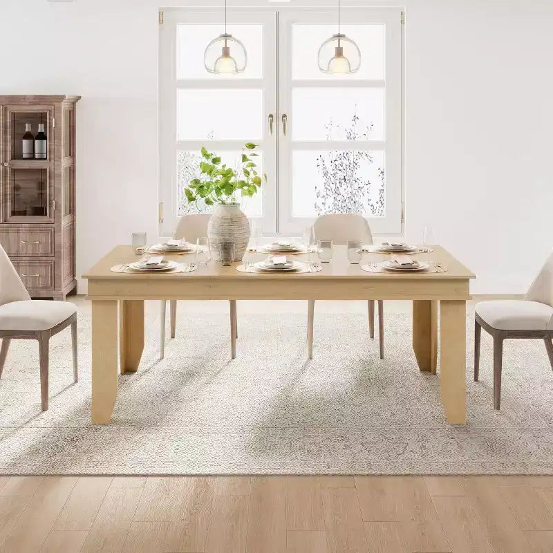 Table de salle à manger de ferme pour 6-8 personnes, tables de cuisine de 180 cm de long avec cadre en bois robuste, grande table à manger rectangulaire de 180 cm pour salle à manger