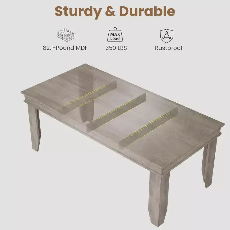 Table de salle à manger de ferme pour 6-8 personnes, tables de cuisine de 180 cm de long avec cadre en bois robuste, grande table à manger rectangulaire de 180 cm pour salle à manger