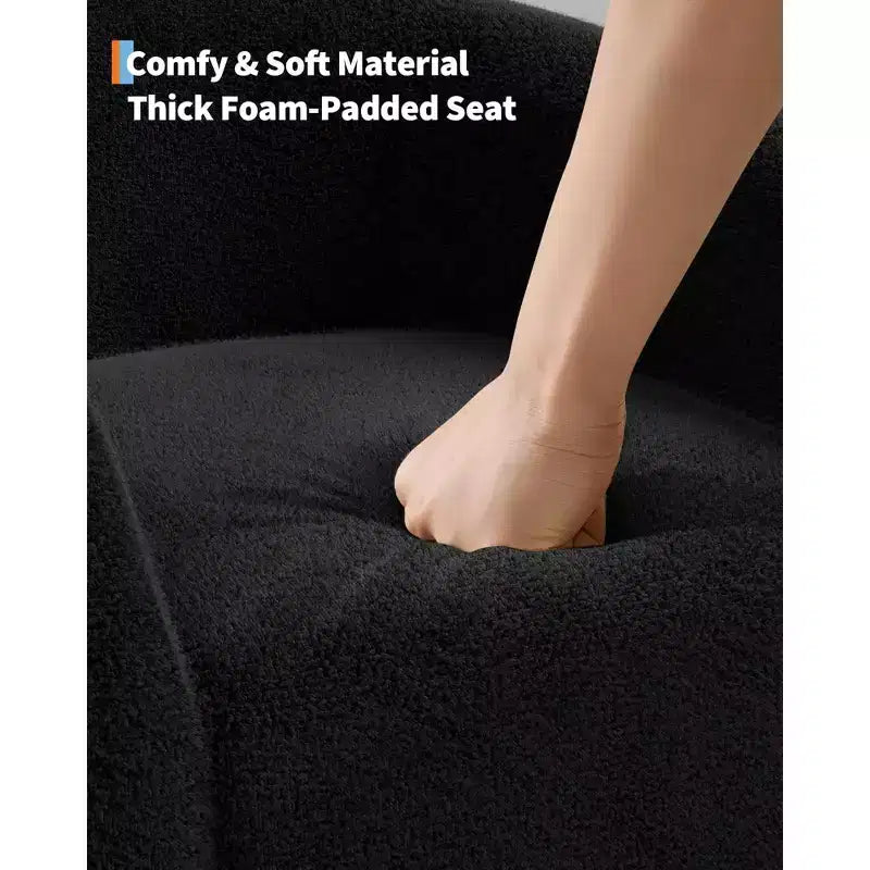Fauteuil club 28 en velours avec dossier en U, accoudoirs incurvés et assise rembourrée douce pour salon et chambre