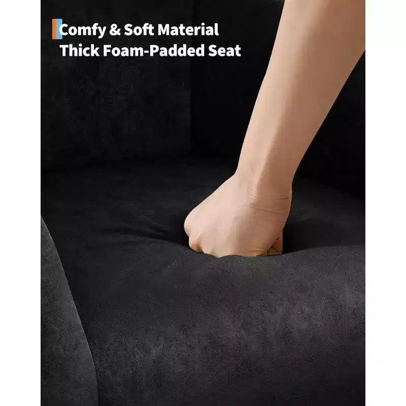 Fauteuil club 28 en velours avec dossier en U, accoudoirs incurvés et assise rembourrée douce pour salon et chambre