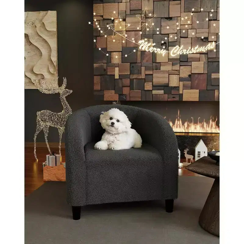 Fauteuil club 28 en velours avec dossier en U, accoudoirs incurvés et assise rembourrée douce pour salon et chambre