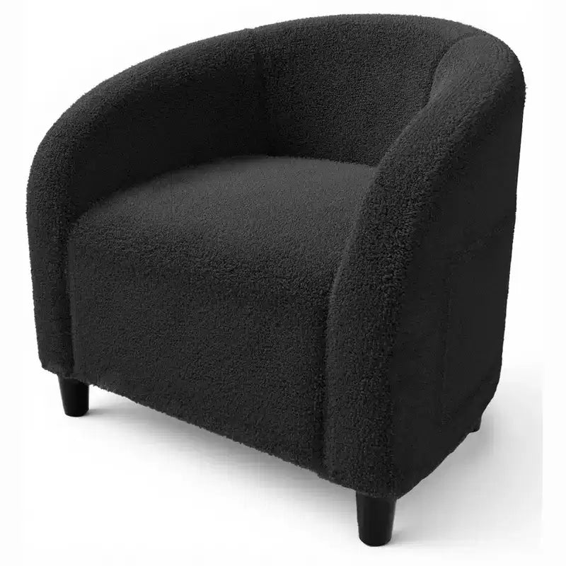 Fauteuil club 28 en velours avec dossier en U, accoudoirs incurvés et assise rembourrée douce pour salon et chambre