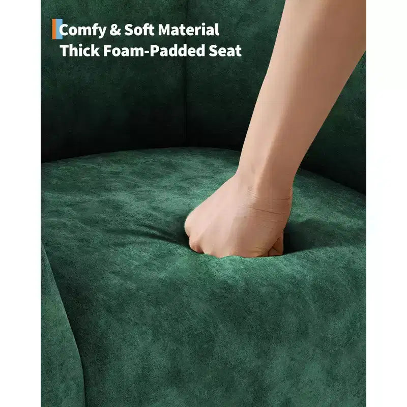 Fauteuil club 28 en velours avec dossier en U, accoudoirs incurvés et assise rembourrée douce pour salon et chambre