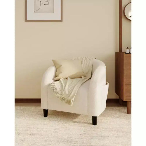 COZONY 28 Velvet Accent Chair Barrel Club Chair with U-Shaped Back, Curved Armrests & Soft Padded Seat for Living Room Bedroom