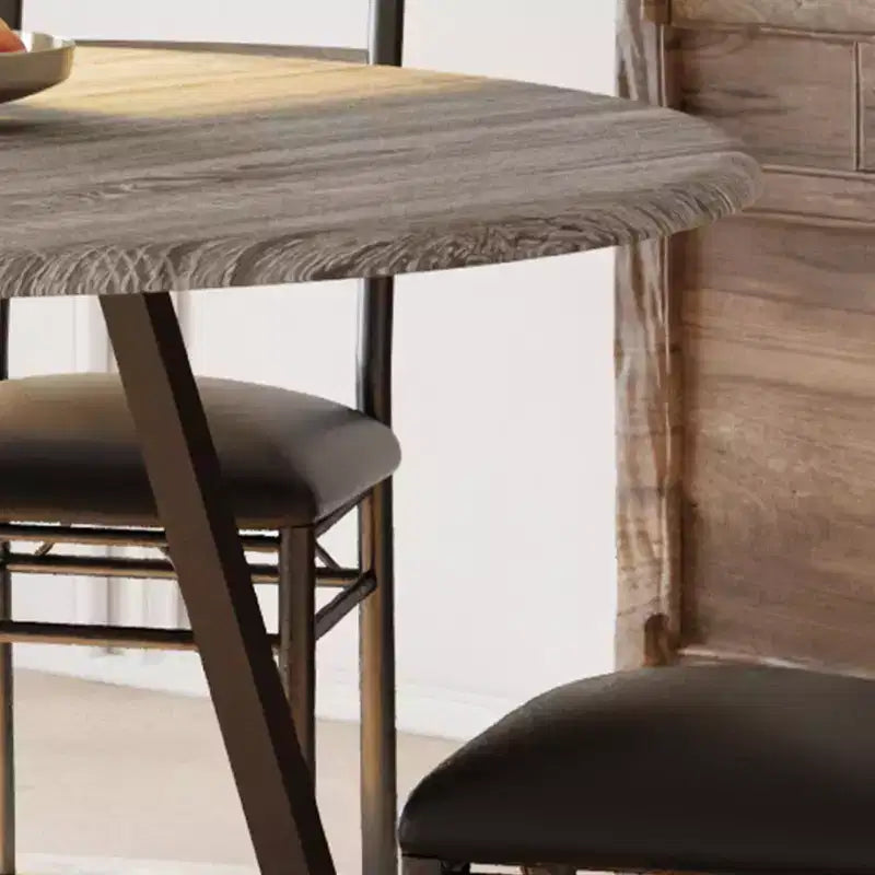 Ensemble de salle à manger rond 5 pièces pour 4 personnes, table de cuisine robuste en bois et 4 chaises rembourrées, ensemble de table à manger circulaire peu encombrant pour salle à manger