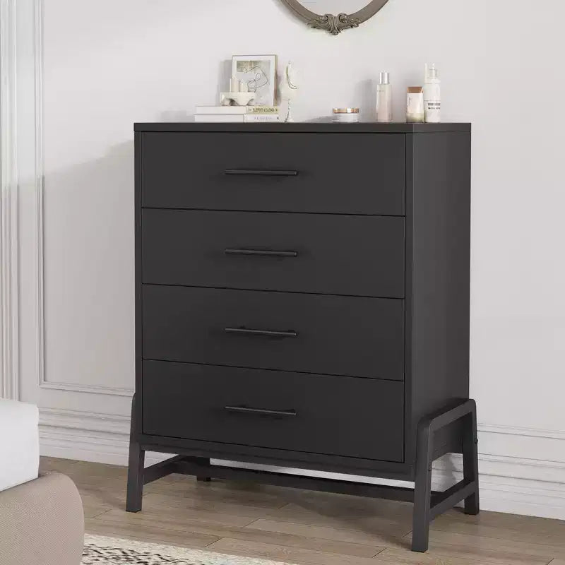 COZONY 38.6 Natural Wood 4 Drawer Tall Dresser, Freestanding Storage Chest for Bedroom Entryway