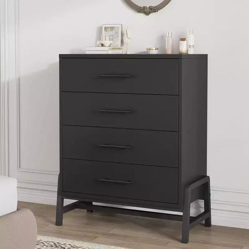 COZONY 38.6 Natural Wood 4 Drawer Tall Dresser, Freestanding Storage Chest for Bedroom Entryway