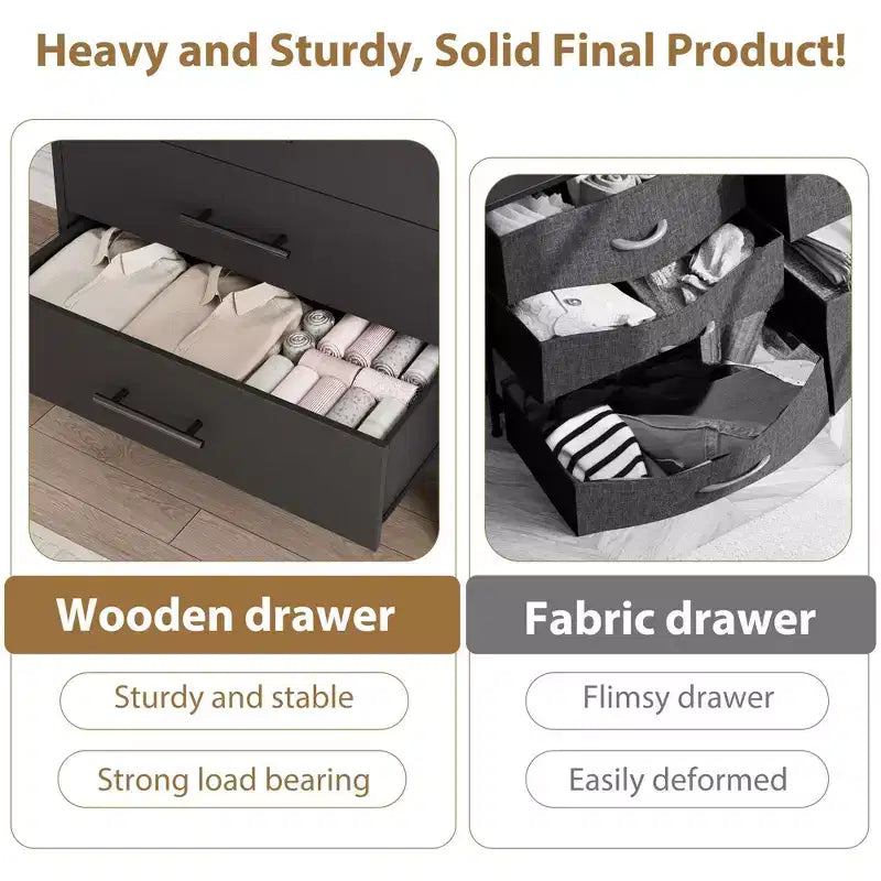 38,6 Commode haute en bois naturel à 4 tiroirs, Meuble de rangement autoportant pour chambre à coucher ou entrée