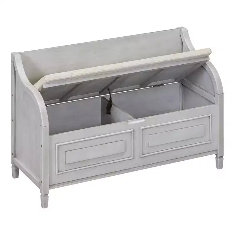 Banc de rangement rustique avec accoudoir, siège d'entrée de ferme avec charnière de sécurité, coussin fendu amovible, banc à chaussures pour chambre à coucher, salon
