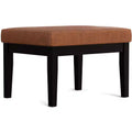 Abbey 26 inch WideContemporary Rectangle Ottoman Bench in Distressed Saddle Brown Vegan Faux Leather
