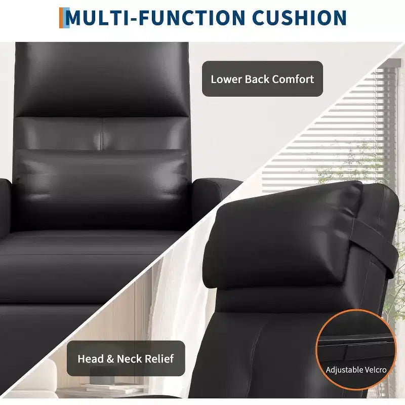 Fauteuil inclinable, Fauteuil Inclinable Ergonomique Rembourré en Cuir PU pour Salon, Dossier Haut, Siège Rembourré, 2 Poches Latérales