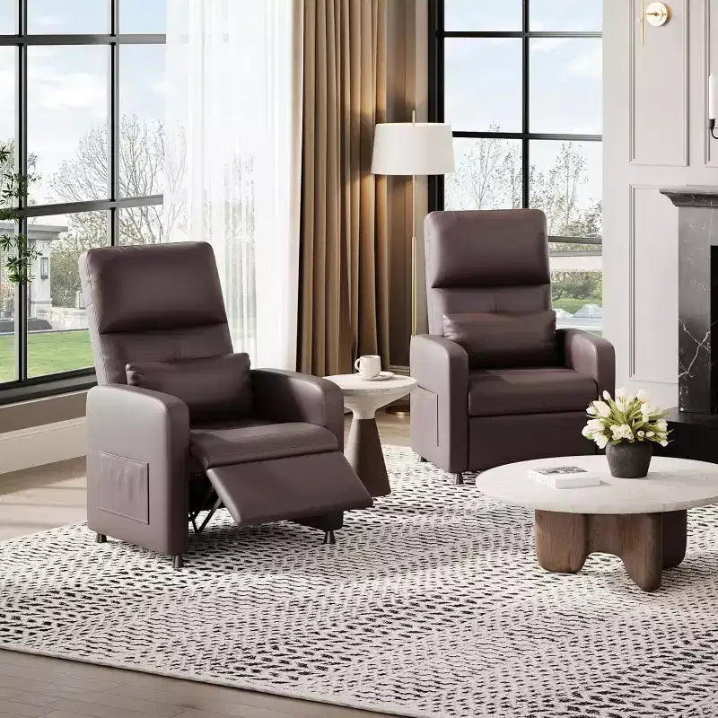 Fauteuil inclinable, Fauteuil Inclinable Ergonomique Rembourré en Cuir PU pour Salon, Dossier Haut, Siège Rembourré, 2 Poches Latérales