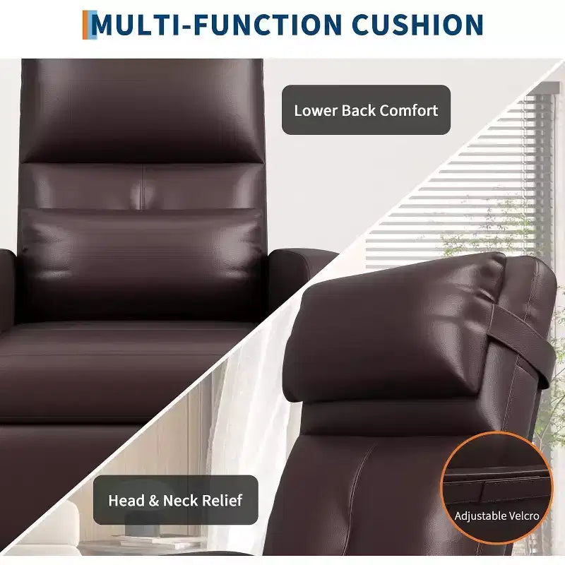 Fauteuil inclinable, Fauteuil Inclinable Ergonomique Rembourré en Cuir PU pour Salon, Dossier Haut, Siège Rembourré, 2 Poches Latérales
