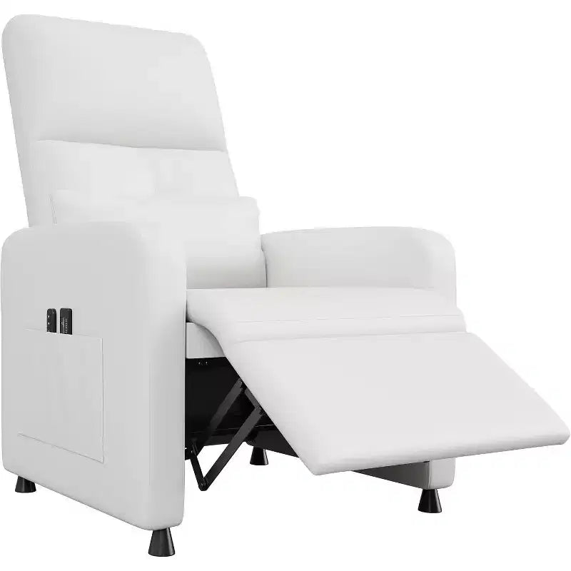 Recliner Chair, Adjustable Recliner Ergonomic Overstuffed PU Leather Single Sofa, Tall Back, Padded Seat, 2 Side Pockets for Living Room