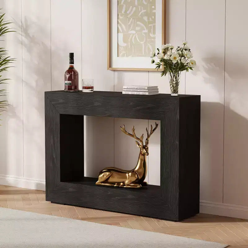 Console étroite de 120 cm, table d'entrée de style ferme, tables de canapé rustiques avec rangement pour couloir, hall d'entrée, salon, chambre à coucher