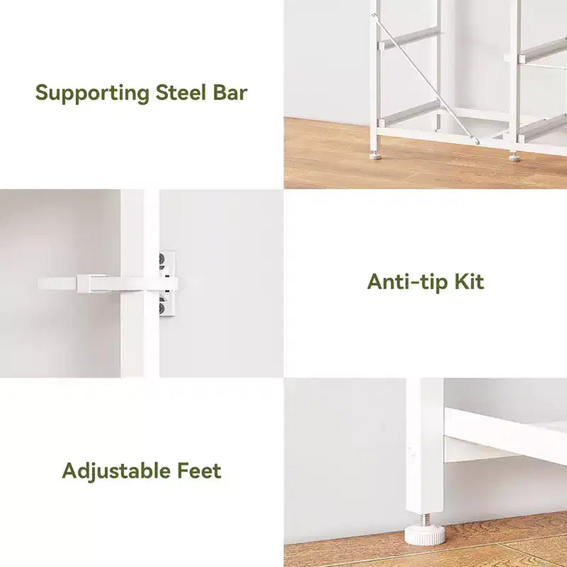 Commode Blanche à 9 Tiroirs Meuble TV pour Téléviseur de 65 Pouces avec Station de Recharge Lumières LED Console Multimédia Unité de Rangement de Chambre à Coucher de 55 Pouces de Large