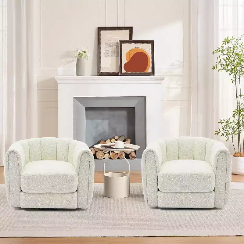 Fauteuil de salon moderne Soft Swivel, fauteuil accent pivotant à 360 degrés, dossier rayé, rembourrage doux, rembourré et lisse pour le salon