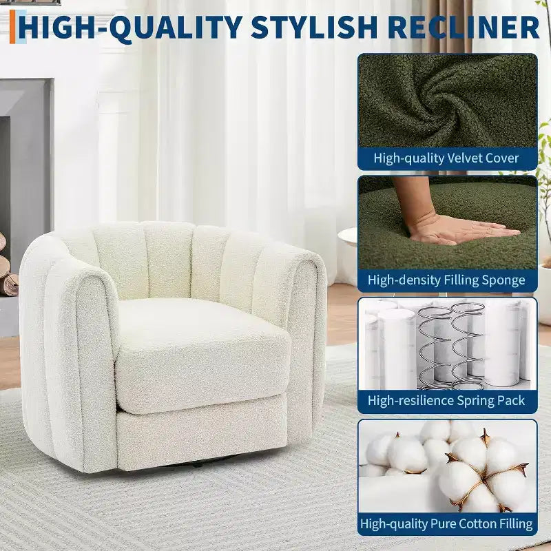 Fauteuil de salon moderne Soft Swivel, fauteuil accent pivotant à 360 degrés, dossier rayé, rembourrage doux, rembourré et lisse pour le salon