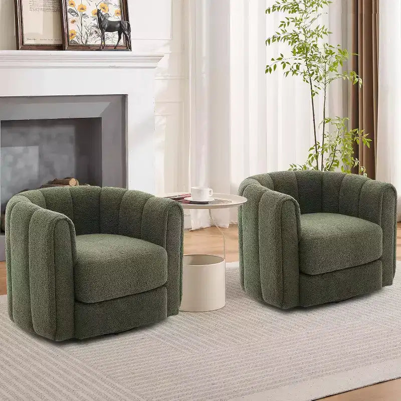 Fauteuil de salon moderne Soft Swivel, fauteuil accent pivotant à 360 degrés, dossier rayé, rembourrage doux, rembourré et lisse pour le salon