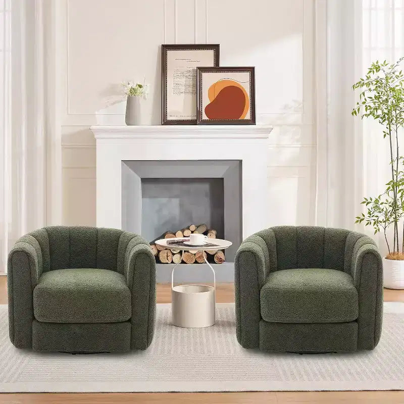 Fauteuil de salon moderne Soft Swivel, fauteuil accent pivotant à 360 degrés, dossier rayé, rembourrage doux, rembourré et lisse pour le salon