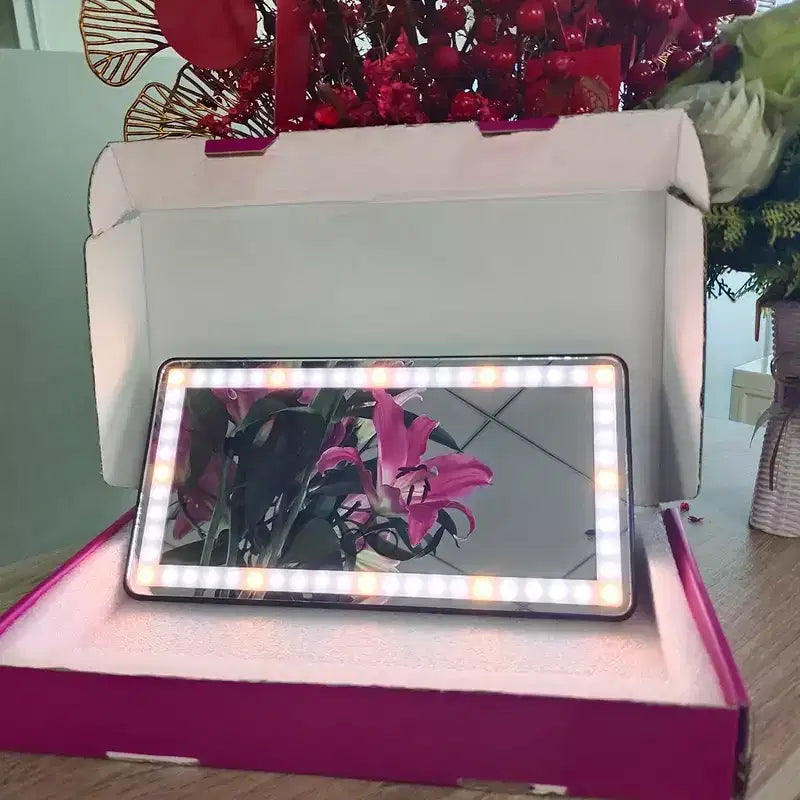 Miroir de courtoisie de voiture avec éclairage LED tactile, miroir de maquillage en aluminium noir, ajustement universel pour pare-soleil côté passager