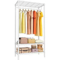 Acekool Heavy Duty Metal Garment Rack with Shelves, Adjustable Clothes Organizer and Hanging Rod, Freestanding Closet Storage for Bedroom, Dorm