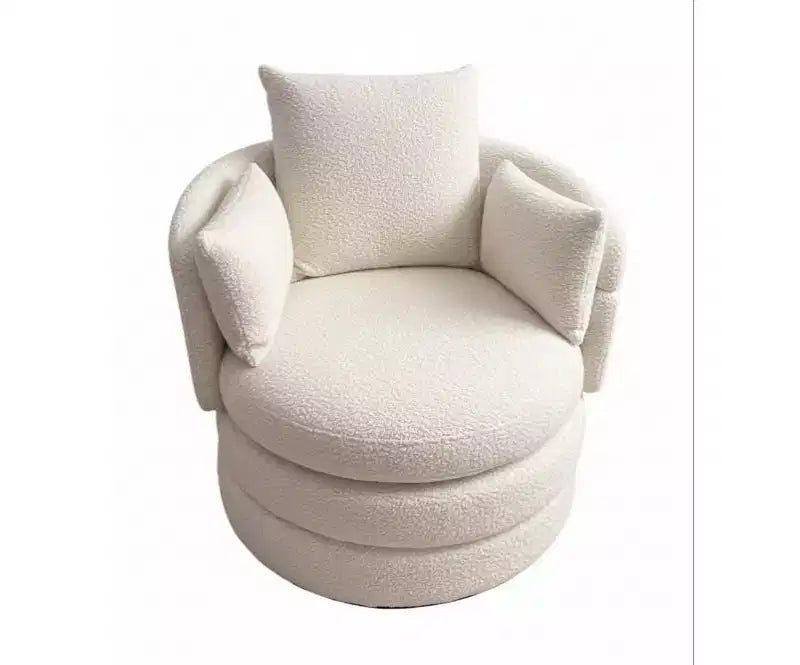 PINMOCO 30.7 inch Swivel Accent Chair Round Chair Living Room Single Sofa with Flip-Back Ottoman