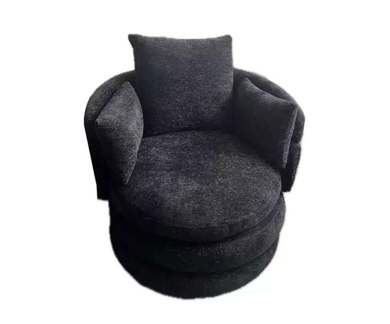Fauteuil pivotant rond de salon de 30,7 pouces avec pouf repose-pieds rabattable