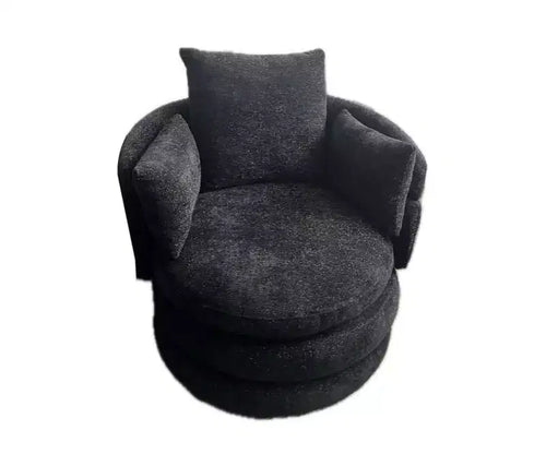 Fauteuil pivotant rond de salon de 30,7 pouces avec pouf repose-pieds rabattable