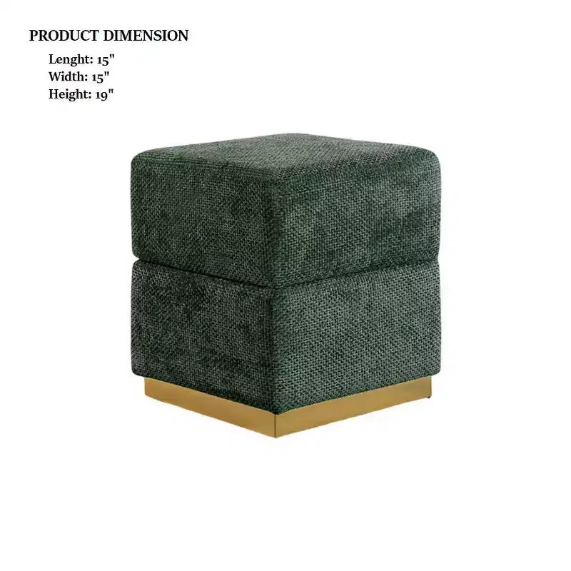 Tabouret d'appoint de rangement 15 Cube, pouf rembourré en chenille avec compartiment caché, base plaquée or, table d'appoint pour salon, chambre à coucher