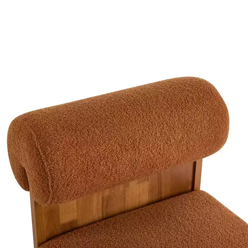 Fauteuil de salon moderne en bouclette, fauteuil rembourré en bouclette avec dossier roulé, cadre en bois massif, fauteuil d'appoint pour salon, chambre, bureau