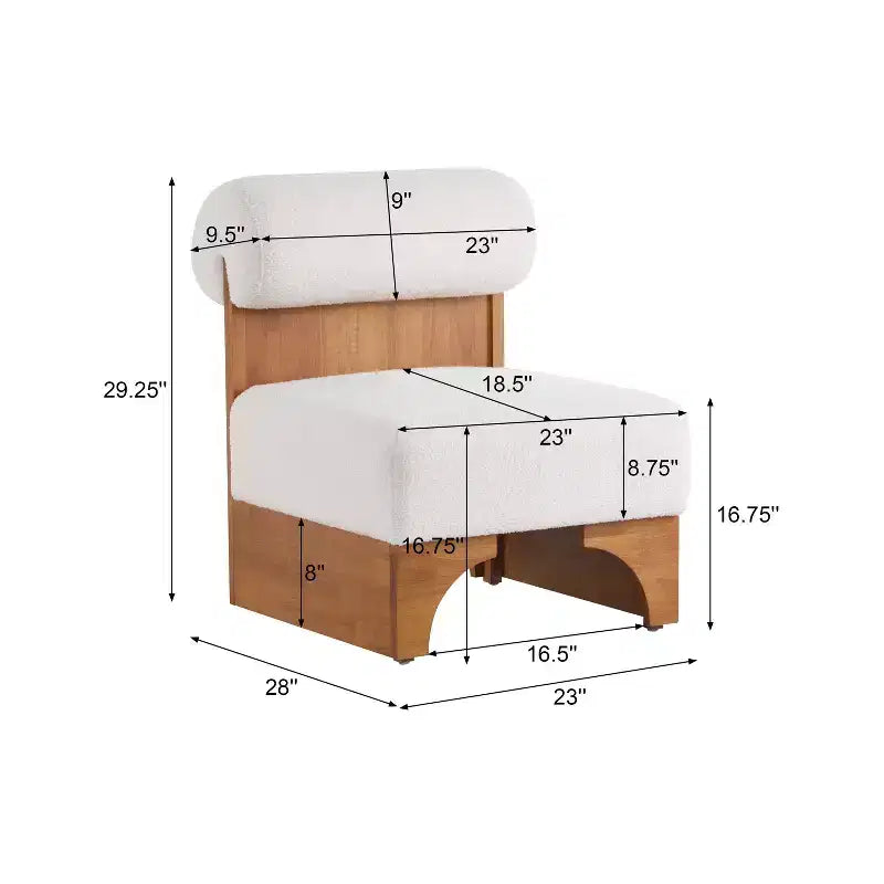 Fauteuil de salon moderne en bouclette, fauteuil rembourré en bouclette avec dossier roulé, cadre en bois massif, fauteuil d'appoint pour salon, chambre, bureau
