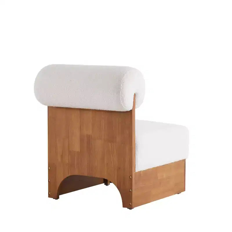 Fauteuil de salon moderne en bouclette, fauteuil rembourré en bouclette avec dossier roulé, cadre en bois massif, fauteuil d'appoint pour salon, chambre, bureau