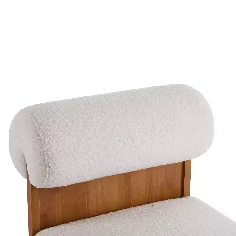 Fauteuil de salon moderne en bouclette, fauteuil rembourré en bouclette avec dossier roulé, cadre en bois massif, fauteuil d'appoint pour salon, chambre, bureau