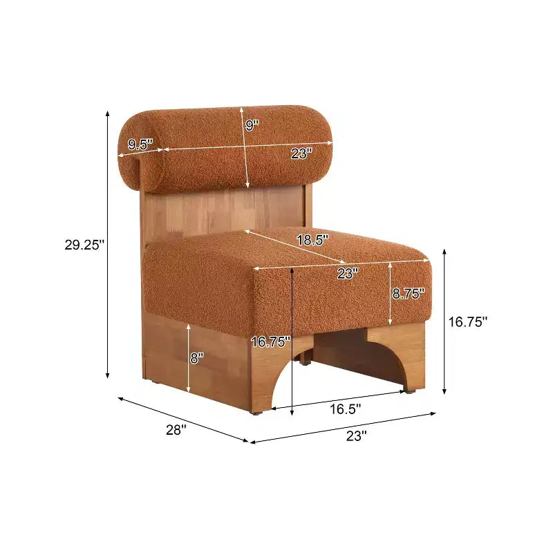 Fauteuil de salon moderne en bouclette, fauteuil rembourré en bouclette avec dossier roulé, cadre en bois massif, fauteuil d'appoint pour salon, chambre, bureau