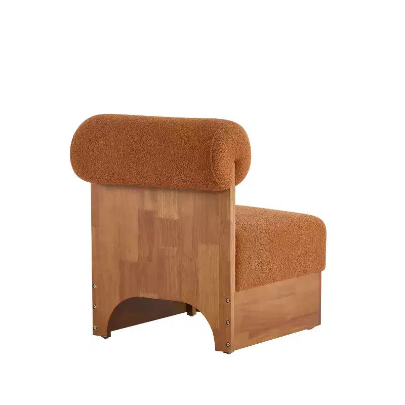 Fauteuil de salon moderne en bouclette, fauteuil rembourré en bouclette avec dossier roulé, cadre en bois massif, fauteuil d'appoint pour salon, chambre, bureau