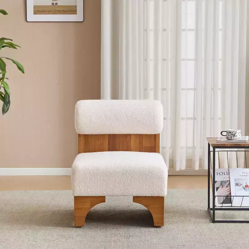 TUYOHW Modern Boucle Lounge Chair,Boucle Upholstered Armchair with Rolled Backrest,Solid Wood Frame,Accent Chair for Living Room,Bedroom,Office