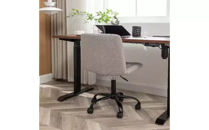 Chaise de bureau ergonomique pivotante à 360°, réglable en hauteur, en tissu, avec rembourrage en mousse épaisse et base métallique robuste