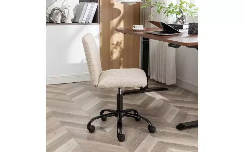 Chaise de bureau ergonomique pivotante à 360°, réglable en hauteur, en tissu, avec rembourrage en mousse épaisse et base métallique robuste