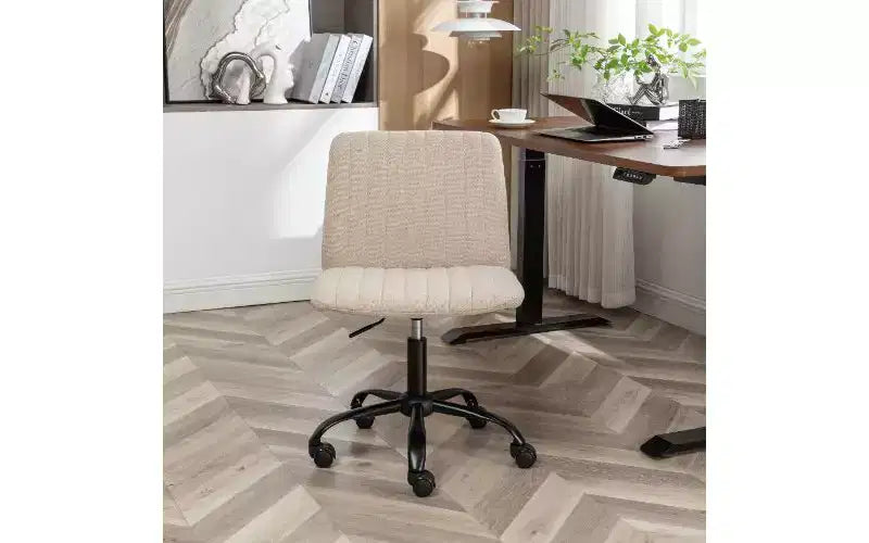 Chaise de bureau ergonomique pivotante à 360°, réglable en hauteur, en tissu, avec rembourrage en mousse épaisse et base métallique robuste
