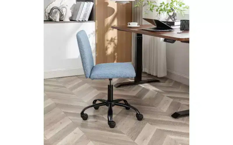 Chaise de bureau ergonomique pivotante à 360°, réglable en hauteur, en tissu, avec rembourrage en mousse épaisse et base métallique robuste
