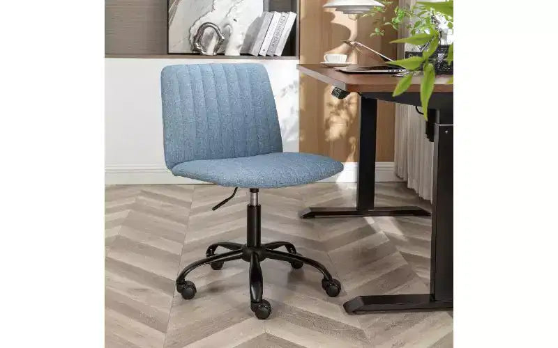 Chaise de bureau ergonomique pivotante à 360°, réglable en hauteur, en tissu, avec rembourrage en mousse épaisse et base métallique robuste