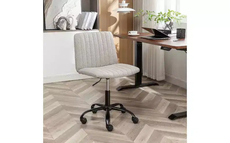 Chaise de bureau ergonomique pivotante à 360°, réglable en hauteur, en tissu, avec rembourrage en mousse épaisse et base métallique robuste