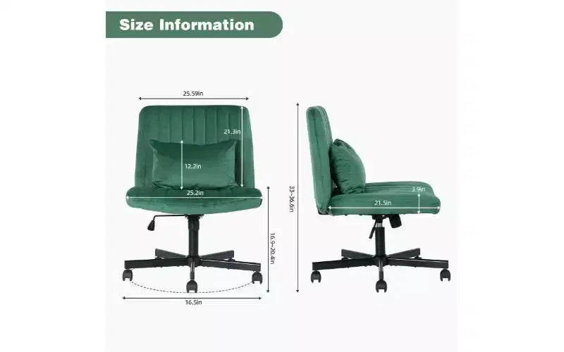 Chaise de bureau moderne en lin pivotante à dossier croisé, chaise de bureau ergonomique, chaise de bureau réglable en hauteur, chaise polyvalente sans accoudoirs avec roulettes