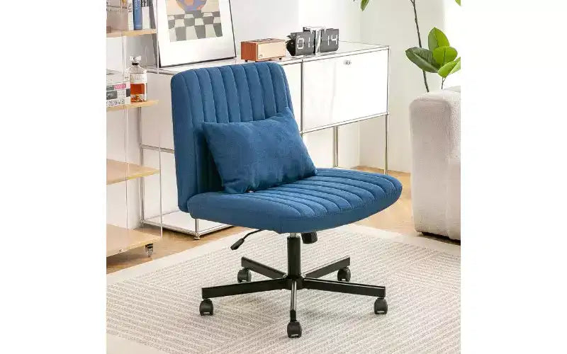 TUYOHW Modern Linen Swivel Criss Cross Chair, Ergonomic Office Chair, Height Adjustable Home Office Desk Chair, Versatile Armless Chair with Wheels